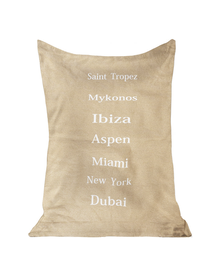 Pouf XL flottant brodé - Beige raphia