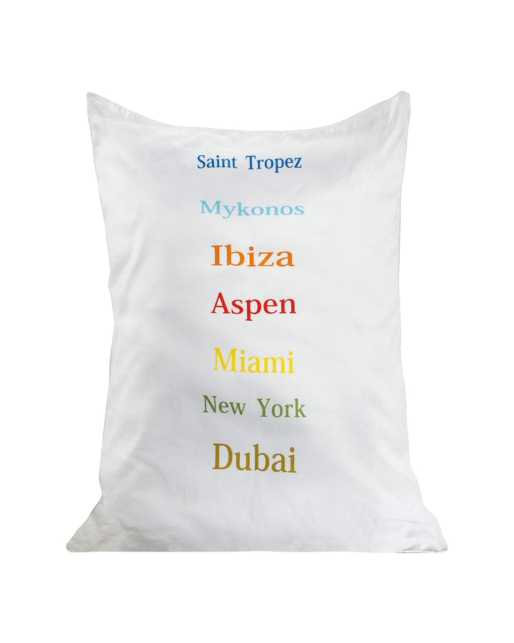 Pouf XL flottant brodé - Blanc raphia