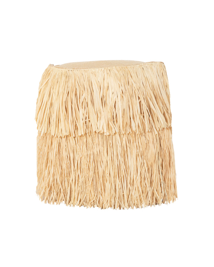 Tabouret extérieur rond - Effet raphia avec franges - MXHOME