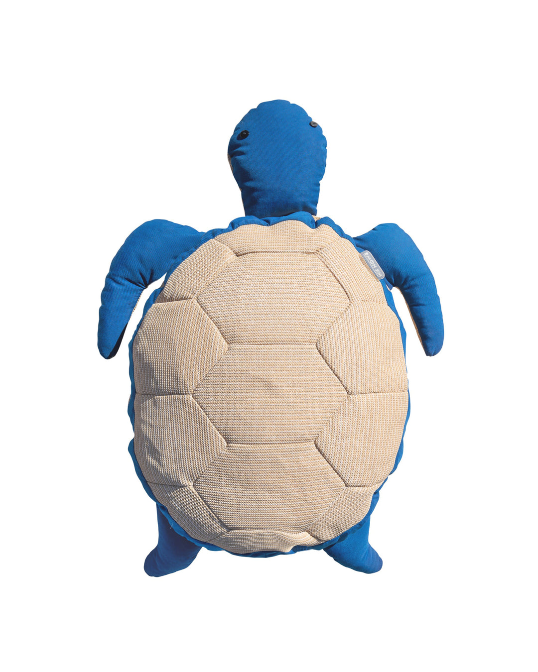 Pouf XL flottant tortue -Effet raphia et bleu - MXHOME