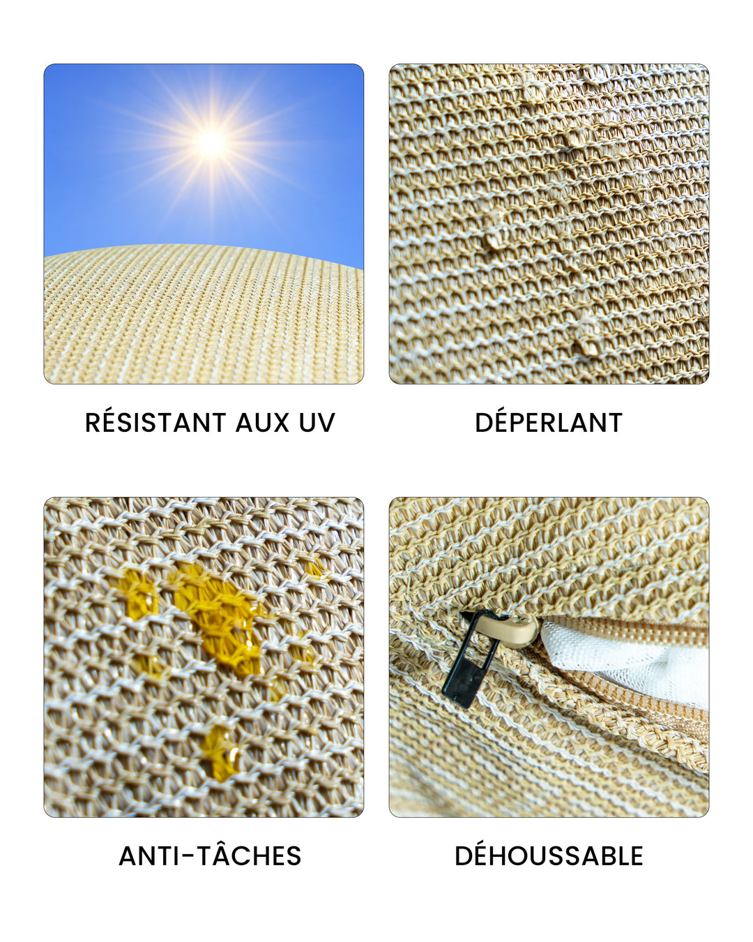 Bain de soleil flottant - Beige raphia avec corail blanc - MXHOME